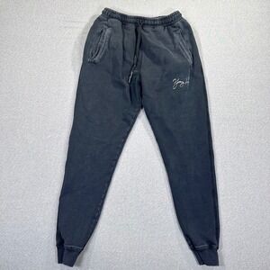 YoungLA Joggers Mens M Faded Black Cotton Sweatpants Y2K Grunge Gym Training